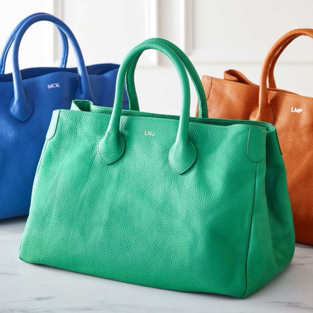 Mark & Graham Elisabetta Slouch Leather Handbag – Kelly Green Pebbled Leather